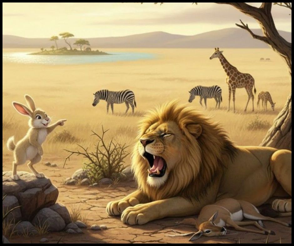 🐰 चतुर ससा आणि आळशी सिंह 🦁