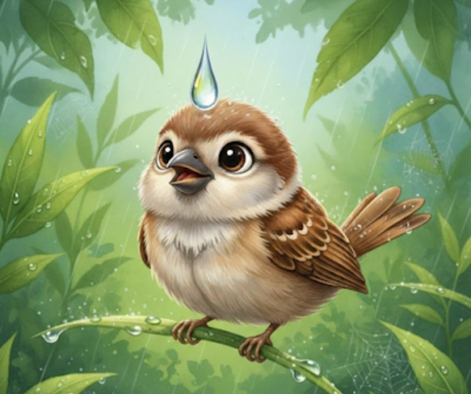 🐦 चिमणी आणि पावसाचा थेंब 💧