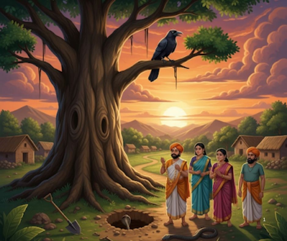 🐦 शहाणा कावळा आणि साप 🐍